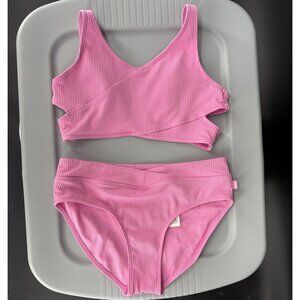 Abercrombie Kids Pink Ribbed Bikini Set Girl's 13/14 Adjustable Straps Swimwear